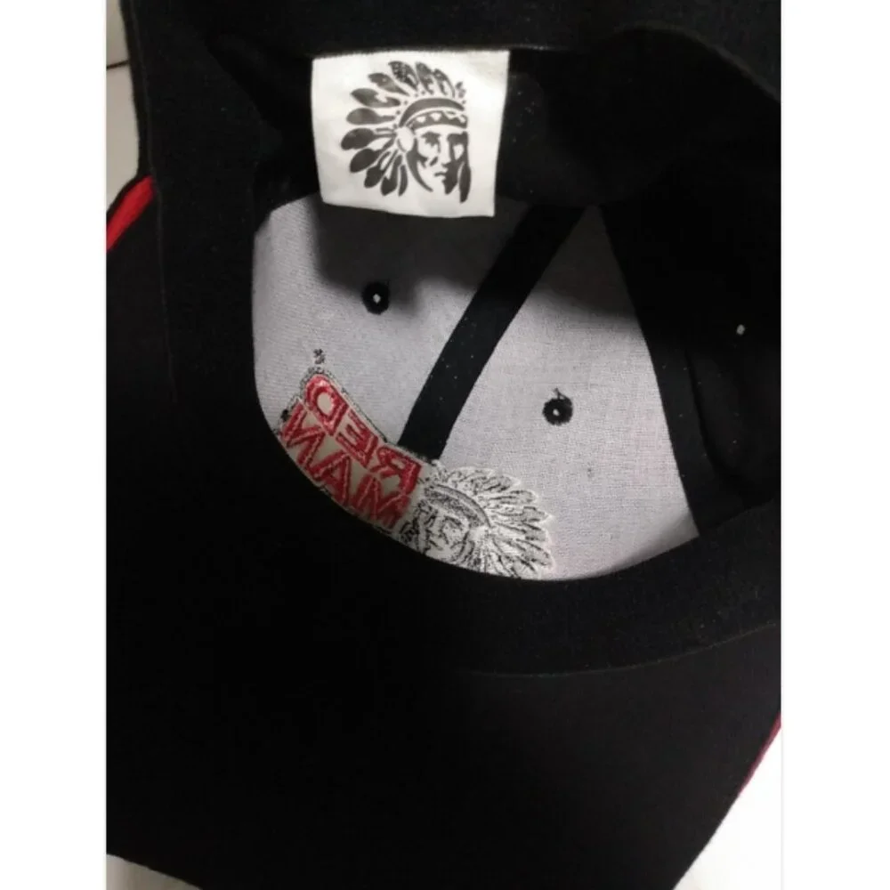 Red Man Moist Snuff Hat Black Embroidered Tobacco An American Experience One Siz